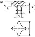 Palm grips similar to DIN 6335, stainless steel, Form E, blind tapped hole - inch