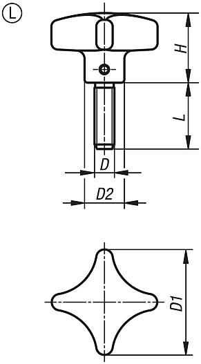 Çapraz tutucular, DIN 6335, gri döküm, Form L, dıştan dişli