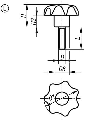 Yıldız tutucular, DIN 6336 standardına benzer, dıştan dişli, Form L