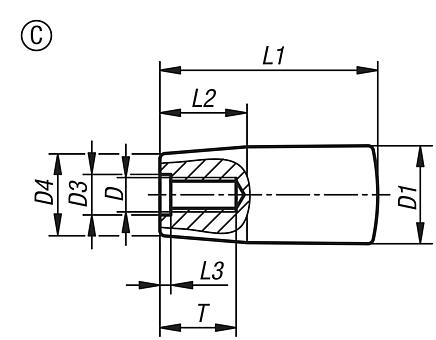 Taper grip with moulded thread, Form C