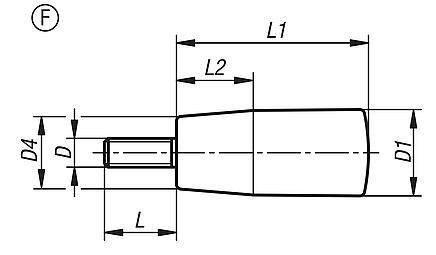Taper grips with external thread, Form F