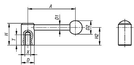 Tension levers with internal thread, 0 degrees