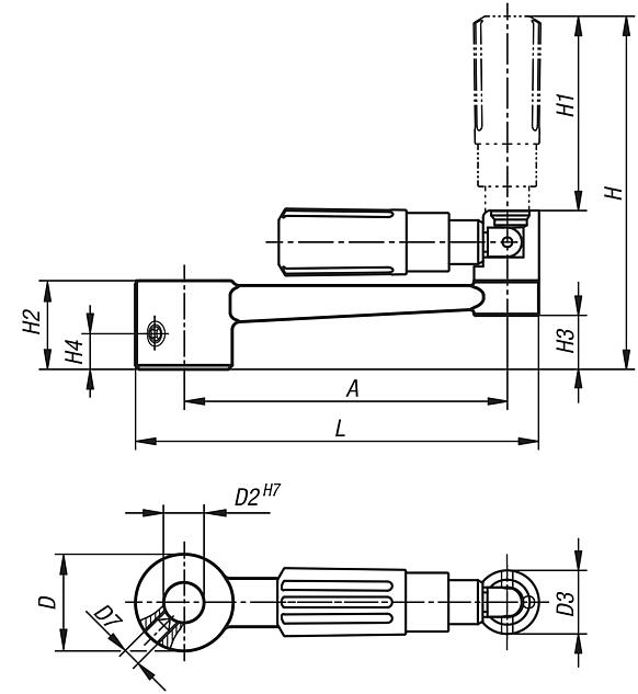 Crank handles stainless steel with fold-away grip and reamed hole