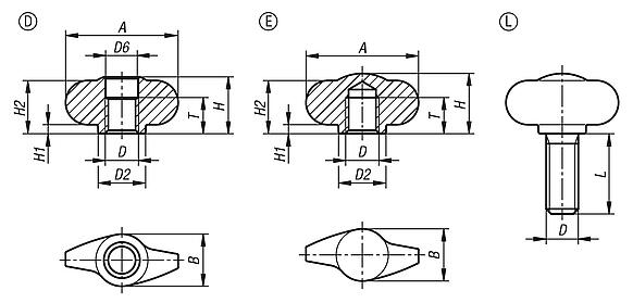 Wing grips "Miniwing" stainless steel