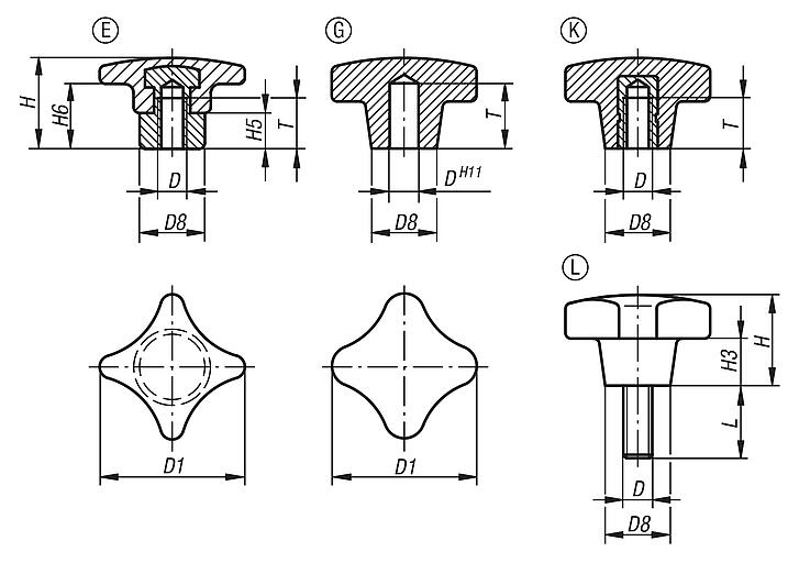 Palm grips similar to DIN 6335