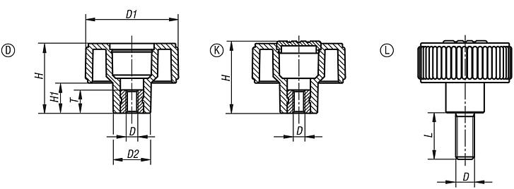Knurled knobsmetal parts stainless steel