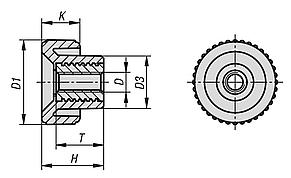 Knurled nuts plastic