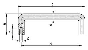 Pull handles, aluminium, round