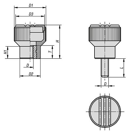Knurled knobs antistatic