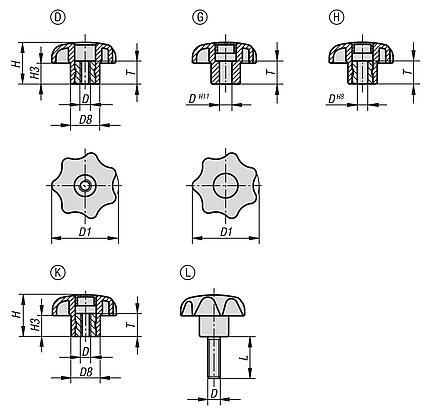 Star grips similar to DIN 6336 - inch