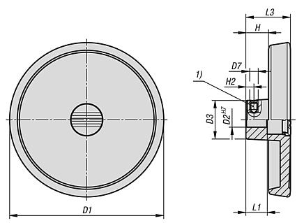 Disc handwheels, aluminium without grip