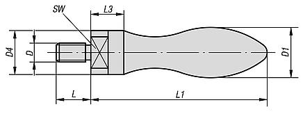 Machine handles revolving similar to DIN 98 Form E, stainless steel
