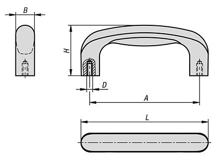 Pull handles, plastic with soft grip