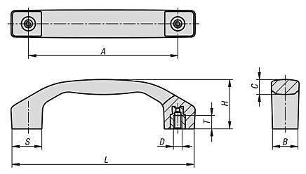 Pulls handles, plastic, visually detectable