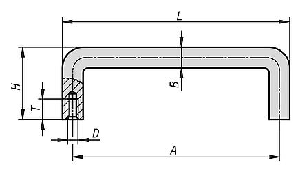 Pull handles, stainless steel 1.4404, polished or abrasive blasted round profile, mounted from the rear