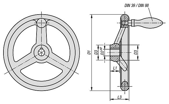 HandwheelsDIN 950, grey cast iron