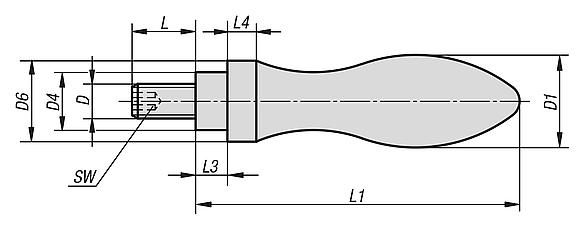Machine handles revolving aluminium, similar to DIN 98 Form E