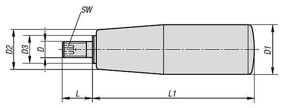 Cylindrical grips revolvingwith hexagon socket