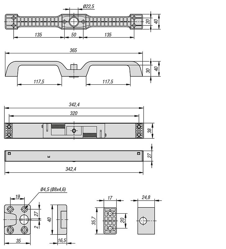 Grip, steel with locking unit