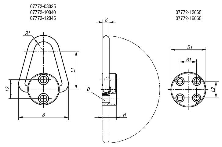 Hoist rings, steel, swivel 180 degrees