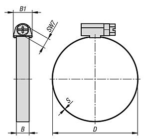 Hortum bilezikleri çelik (W1) DIN 3017-1
Bant genişliği 9 mm ve 12 mm