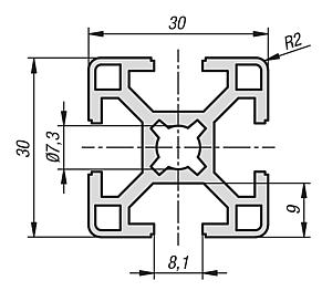 Alüminyum profiller 30x30 Tip B