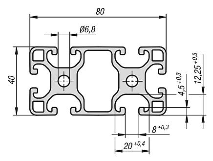 Alüminyum profiller 40x80, hafif Tip I