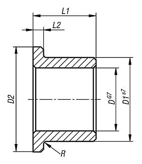 Plain bearing sintered bronze with collar