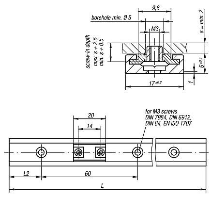 Miniature slide guides DryLin® N, width 17 mm