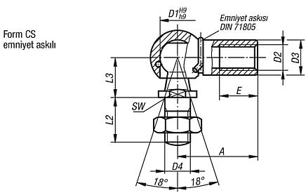 Açı mafsalları DIN 71802 Form CS
