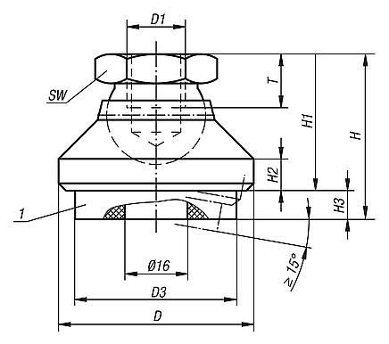 Swivel feet with vibration absorption