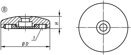 Ayarlanabilir ayaklar için disk, çinko basınçlı döküm veya paslanmaz çelik, Form B