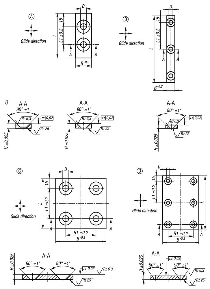 Glide plate bronze, maintenance-free
