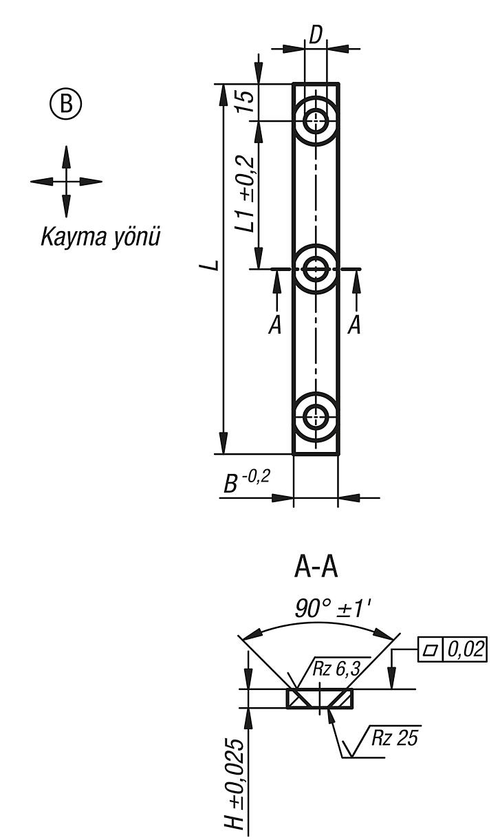 Kayar plakalar, bronz, bakım gerektirmez, form B