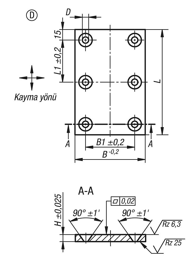 Kayar plakalar, bronz, bakım gerektirmez, form D