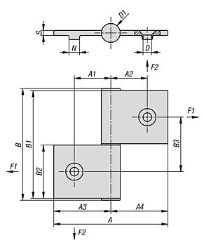 Hinges aluminium, in-frame, with step