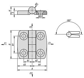 Hinges, stainless steel