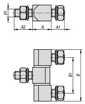 Block hingeswith fastening nuts