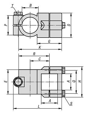 Tube clamps cross, aluminium - inch