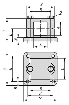 Tube clamps flange, aluminium