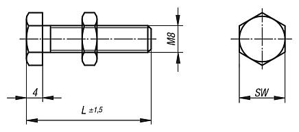 Stop screw steel grade 8.8.