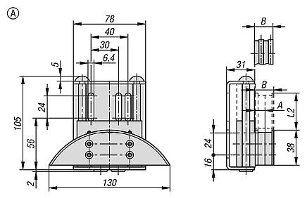 Chain tensioner TS, stainless steel 
with arched profile