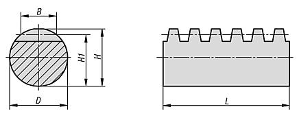 Gear racks in steel toothing milled, straight teeth, engagement angle 20°
