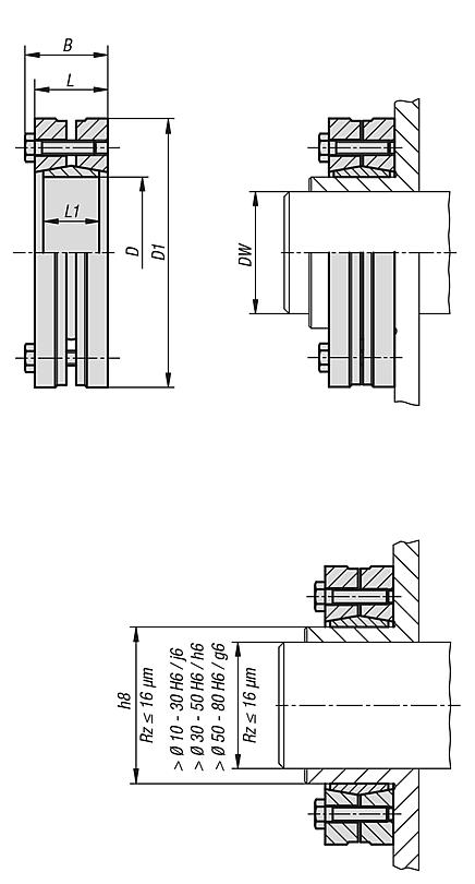 Shrink discs stainless steel Form A