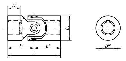 Universal joints single with needle bearing, DIN 808