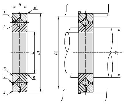 Cross-roller bearing, steel