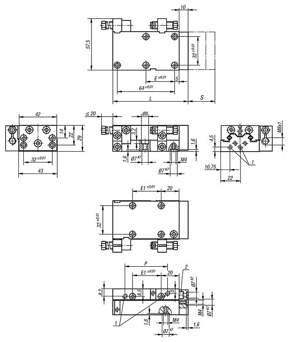 Linear modules, pneumatic with cross roller guide, max. load capacity 30 N