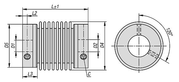 Metal bellows couplings, mini with grub screw