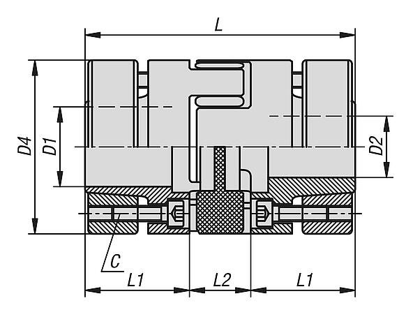 Elastomer dog couplings with clamping taper