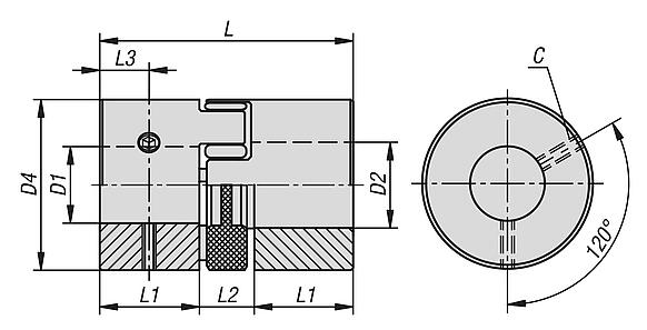 Elastomer dog couplings with grub screw